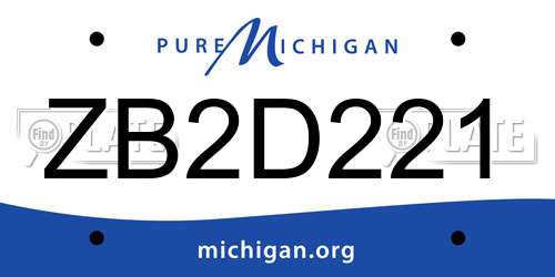 ZB2D221 Michigan License Plate