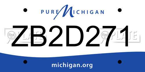 ZB2D271 Michigan License Plate