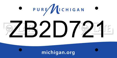ZB2D721 Michigan License Plate