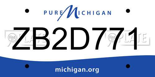 ZB2D771 Michigan License Plate