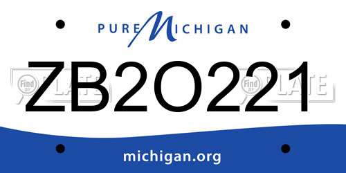 ZB2O221 Michigan License Plate