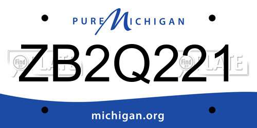 ZB2Q221 Michigan License Plate