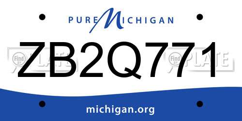 ZB2Q771 Michigan License Plate