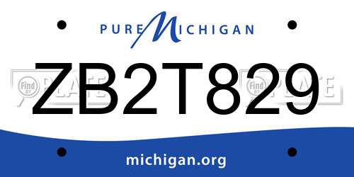 ZB2T829 Michigan License Plate