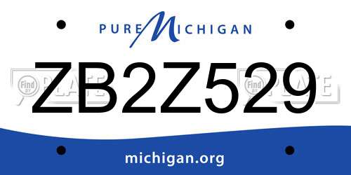ZB2Z529 Michigan License Plate