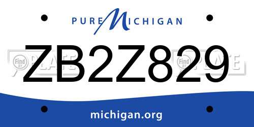 ZB2Z829 Michigan License Plate