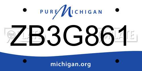 ZB3G861 Michigan License Plate