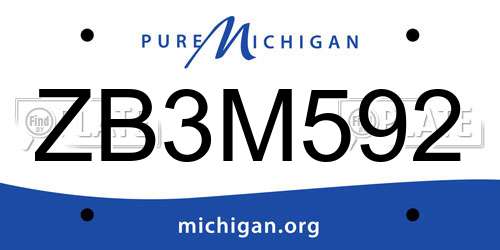 ZB3M592 Michigan License Plate