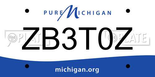 ZB3T0Z Michigan License Plate