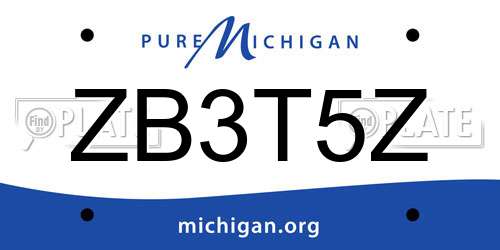 ZB3T5Z Michigan License Plate