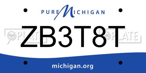 ZB3T8T Michigan License Plate