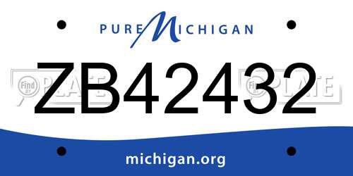 ZB42432 Michigan License Plate