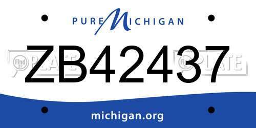 ZB42437 Michigan License Plate