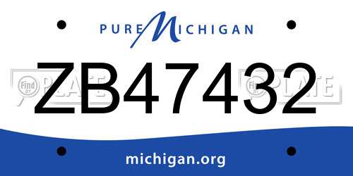 ZB47432 Michigan License Plate