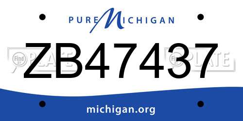 ZB47437 Michigan License Plate