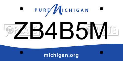 ZB4B5M Michigan License Plate