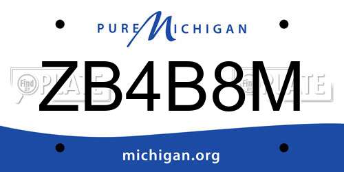 ZB4B8M Michigan License Plate