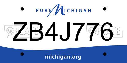 ZB4J776 Michigan License Plate