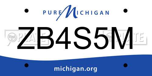 ZB4S5M Michigan License Plate