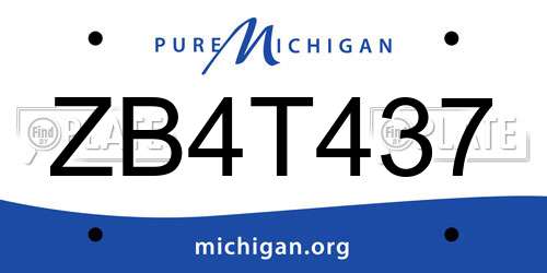 ZB4T437 Michigan License Plate