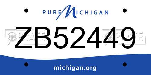 ZB52449 Michigan License Plate