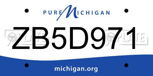 ZB5D971 Michigan License Plate