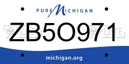 ZB5O971 Michigan License Plate