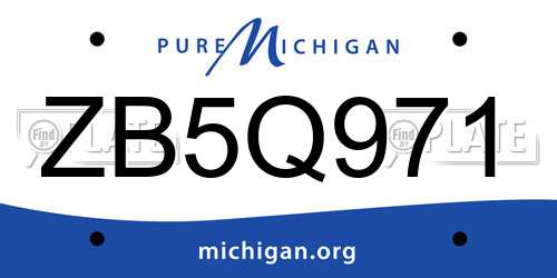 ZB5Q971 Michigan License Plate