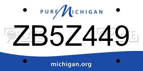 ZB5Z449 Michigan License Plate