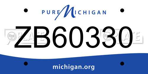 ZB60330 Michigan License Plate