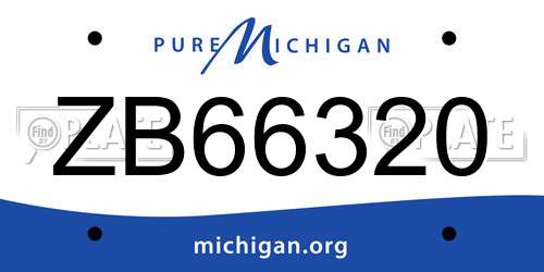 ZB66320 Michigan License Plate