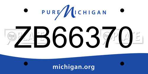 ZB66370 Michigan License Plate