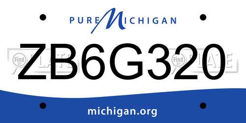 ZB6G320 Michigan License Plate