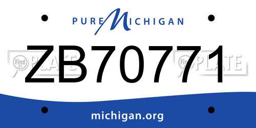 ZB70771 Michigan License Plate