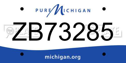 ZB73285 Michigan License Plate