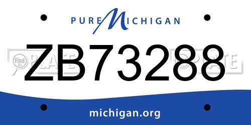 ZB73288 Michigan License Plate