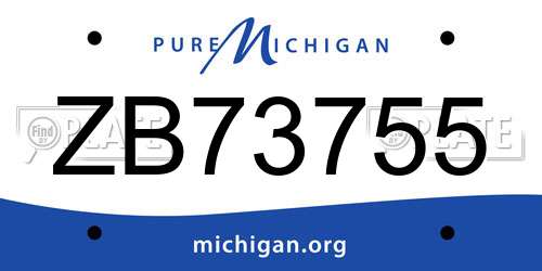 ZB73755 Michigan License Plate