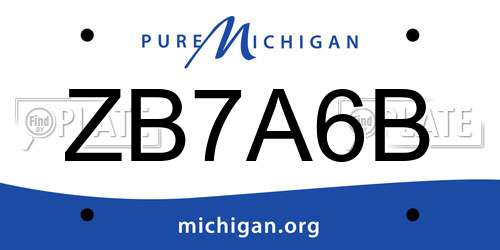 ZB7A6B Michigan License Plate