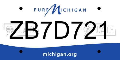 ZB7D721 Michigan License Plate