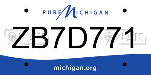 ZB7D771 Michigan License Plate
