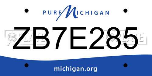 ZB7E285 Michigan License Plate