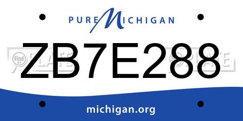 ZB7E288 Michigan License Plate