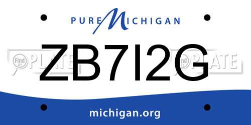 ZB7I2G Michigan License Plate
