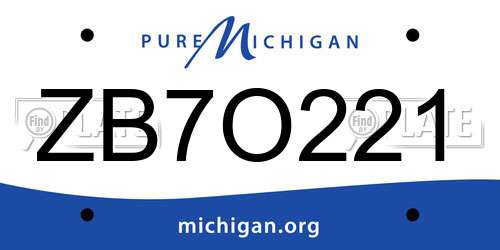 ZB7O221 Michigan License Plate