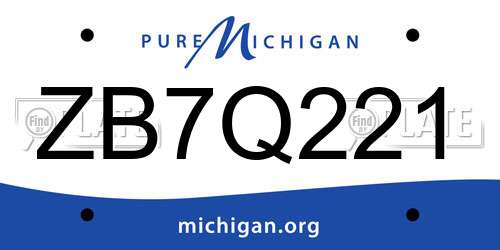ZB7Q221 Michigan License Plate