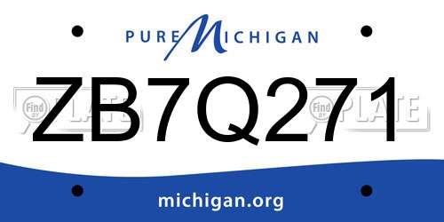 ZB7Q271 Michigan License Plate