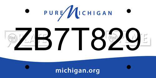 ZB7T829 Michigan License Plate