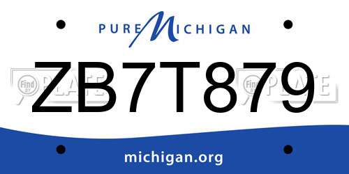 ZB7T879 Michigan License Plate