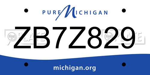 ZB7Z829 Michigan License Plate