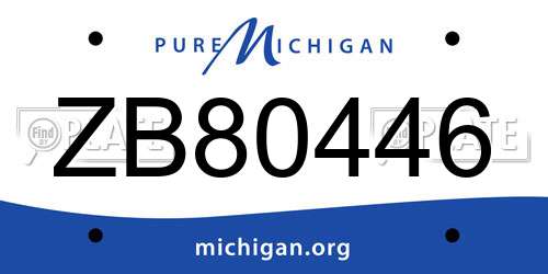 ZB80446 Michigan License Plate
